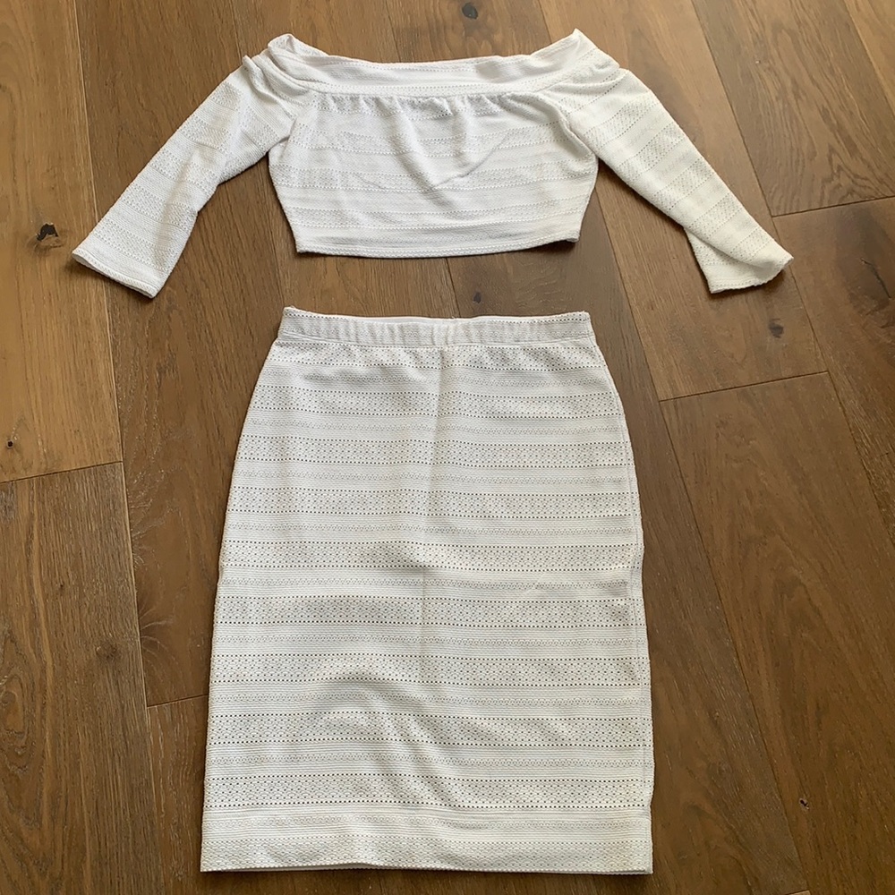 Stunning two piece white.  bcbg size S